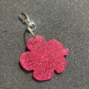 Resin pink flower keychain $10